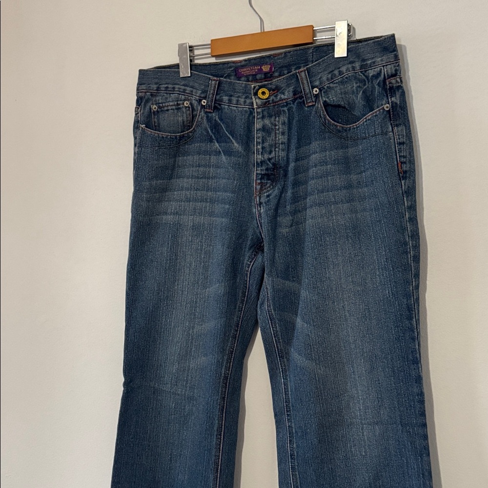 Christian Audigier Skull Embroidered Jeans / Y2K / 36-38 (Tag Cut) - Picture 7 of 14
